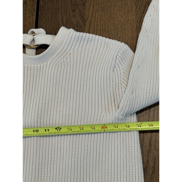 Alexander Wang Open Back Heavy Knit Sweater Women’s Size M Ivory Gold Rings - Picture 6 of 10